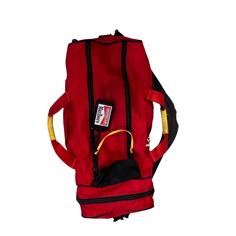 Vintage Marlboro Adventure Team Duffle Bag Red‎ Black 90s Travel Gym Luggage Tag